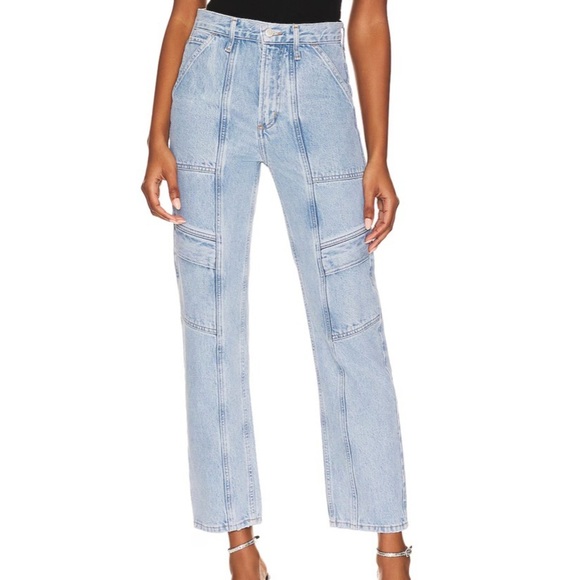 Agolde sz 26 Cooper Cargo Denim Jeans in Light Blue wash great condition - Picture 13 of 14